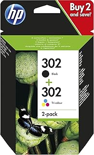 Cartouches d'encre HP 302 - Pack de 2 - Noir et 3 couleurs - Compatibles imprimantes HP - Usage bureautique et personnel
