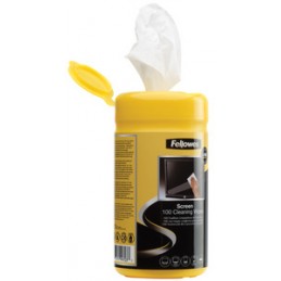 Lingettes nettoyantes Fellowes 9970311 - Boîte distributrice de 100 lingettes pour écran et surfaces bureautiques