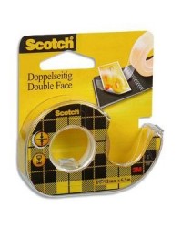 Ruban adhésif double face Scotch 665 - 12 mm x 6,3 m pour fixation et collage