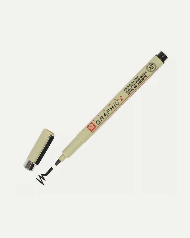Feutre Pigma Sakura Graphic 2 - Pointe fine noire pour dessin et écriture précise en loisirs créatifs