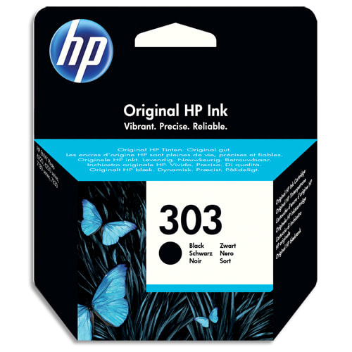 Cartouche d'encre noire HP 303 - Authentique, 120 pages pour imprimantes HP DeskJet et Envy
