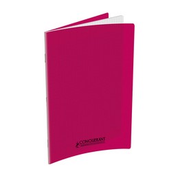 Cahier Conquerant 170 x 220 mm Séyès Polypro Rose - 96 pages Grands carreaux pour école