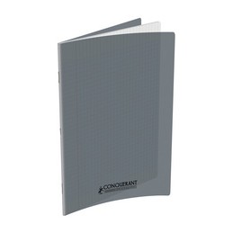 Cahier Conquerant 240 x 320 mm - Séyès Polypro Gris 96 pages Grands carreaux pour école et bureau