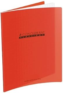Cahier Classique Conquérant 36688 - Couverture Polypropylène Rigide, Papier Rouge, Écriture