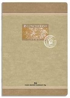 Cahier sept piqûre Conquérant 28806 - Papier recyclé encre offset végétale A4+ 96 Pages 70 g séyès 240 x 320 mm pour école