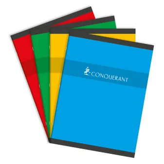 Cahier Conquérant 24x32cm 48 Pages 70g - Couverture Carte Recyclée Agrafée, Coloris Aléatoires, Format Scolaire
