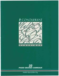 Cahier Classique Conquérant 46973 - Piqûre Écriture Couverture Vernie Papier Vert 2x17x0.6 cm pour École