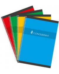 Cahier Conquerant Spirale A4 Quadrillé 5x5 100 pages petits carreaux pour école et bureau