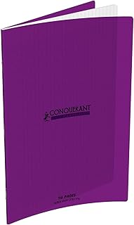 Cahier Classique Conquérant 24x32cm Grands Carreaux Seyès 48 Pages Agrafées Polypro Violet - Pour École et Bureau