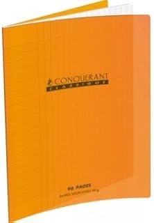 Cahier Classique Conquérant 24x32cm Grands Carreaux Seyès 48 Pages - Couverture Polypro Orange pour École