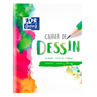 Cahier de dessin OXFORD SCHOOL - 32 pages 17x22cm Papier mat pour dessins artistiques