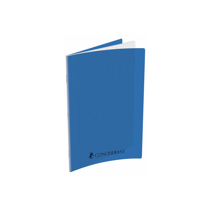 Cahier polypro Conquérant Sept - 24 x 32 cm - 192 pages - grands carreaux Seyes - bleu pour école et bureau