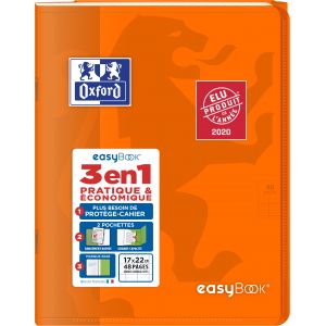 Cahier OXFORD EasyBook 17x22cm - Grands Carreaux Seyès 48 Pages Agrafées Couverture Polypro Assortie