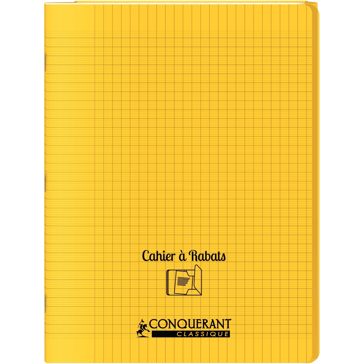 Cahier Piqûre 48 pages - Format 24x32 cm Seyès 90g - Couverture polypropylène jaune pour école et bureau
