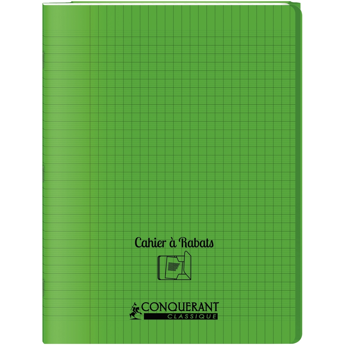 Cahier Conquérant Classique à rabats- 96 pages grands carreaux Seyès - format 24 x 32 cm -