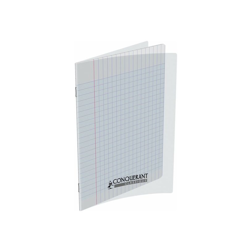 Cahier CONQUERANT 48 pages 24x32 cm Seyès avec couverture polypropylène incolore pour école et bureau