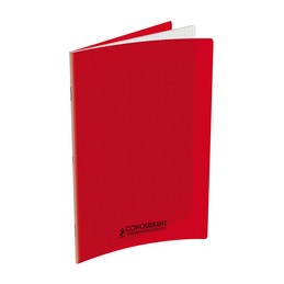 Cahier Conquerant 170 x 220 mm Séyès Polypro Rouge - 96 pages Grands carreaux pour école