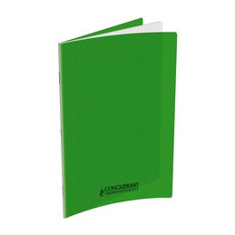 Cahier Conquerant Classique 170 x 220 mm - Seyès, Polypro Vert, 96 pages, Grands Carreaux pour École