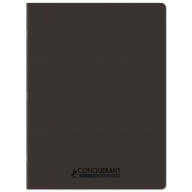 Cahier Conquérant Classique - polypro - 24 x 32 cm - 48 pages grands carreaux Seyes - noir pour école et bureau