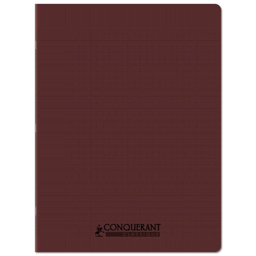 Cahier polypro Conquérant Classique - 24 x 32 cm - 96 pages - Grands Carreaux Seyès - Marron pour école et bureau