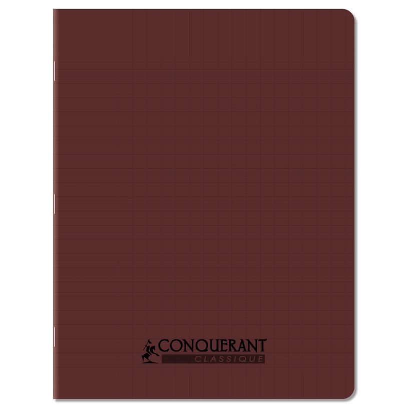 Cahier Conquérant Classique - Polypro 17x22 cm - 96 pages - Grands Carreaux Seyès - Marron pour école et bureau