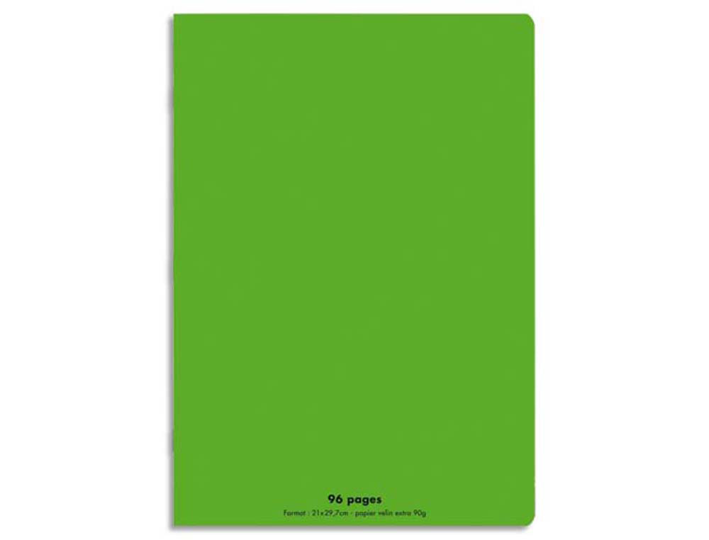 Cahier Conquérant Classique A4 21x29,7 cm - 96 pages Séyès 90g Vert couverture polypropylène rigide transparente pour école et bureau