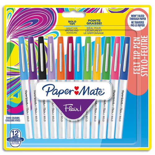 Feutre Paper Mate FLAIR - Couleurs assorties, pointe large pour dessin et écriture créative