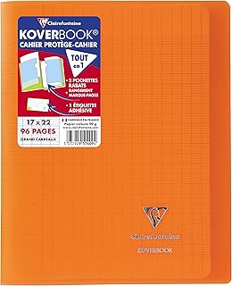 Cahier Clairefontaine 951409C Koverbook Orange - 17x22 cm 96 Pages Grands Carreaux Papier 90 g pour Écriture