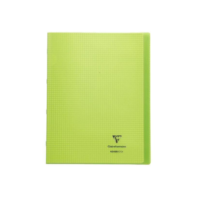 Cahier Clairefontaine Koverbook - Polypro 24x32 cm - 96 pages - Petits carreaux 5x5 mm - Vert - Fournitures scolaires pour organisation