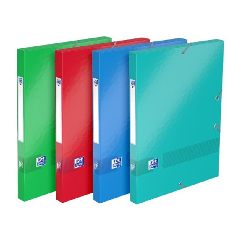 Boîte de Rangement Oxford Color Life 24x32cm - Dos 25mm avec Élastique, Couverture Pelliculée, Coloris Assortis, pour Organisation Bureau