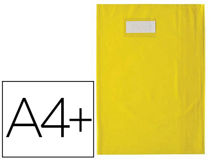 Protège-cahier Elba Styl'SMS PVC opaque 240x320 mm jaune - 12/100e sans phtalates avec porte-étiquette et étiquette A4+ pour fournitures scolaires