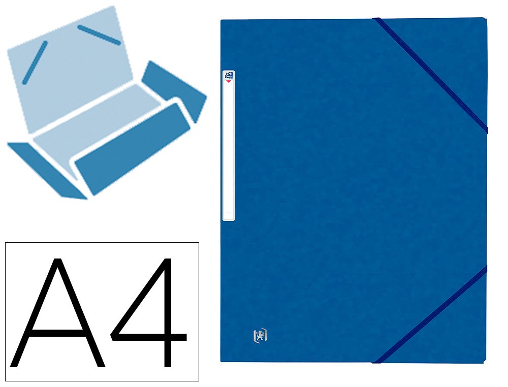 Chemise élastique Topfile+ Oxford - 3 rabats - Format A4 bleu - Fournitures scolaires pour organisation