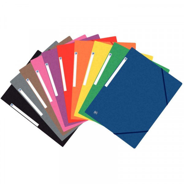 Chemises cartonnées 3 rabats à élastiques OXFORD - Paquet de 10, coloris assortis pour organisation