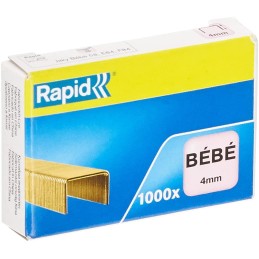 Agrafes Rapid Bébé 8/4 BB cuivrées - boîte de 1 000 agrafes pour agrafeuse bureau et scolaire