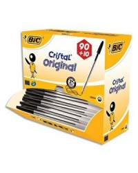 Stylo à bille BIC Cristal Original Noir - Value Pack Écriture Durable pour Bureau et École
