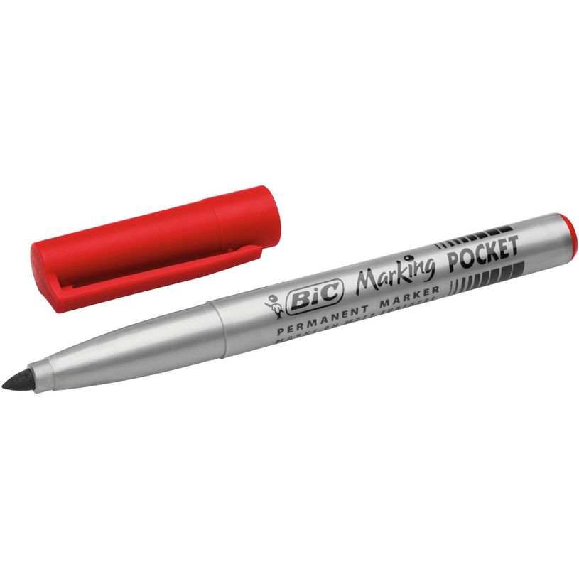 Marqueur Permanent BIC MARKING Pocket 1445 - Pointe Ogive Moyenne Rouge pour Bureau et École