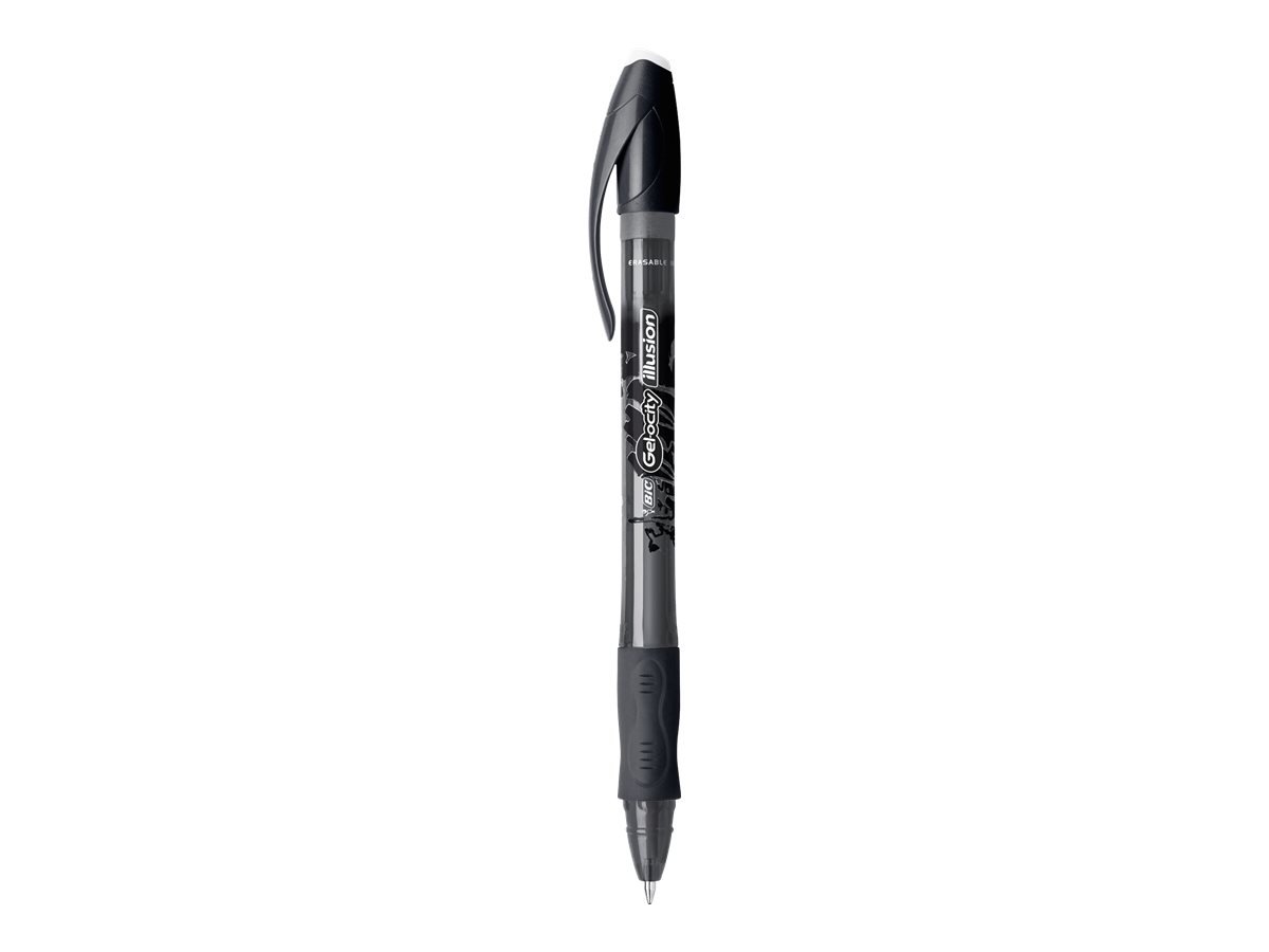 Stylo gel effaçable Bic Gelocity Illusion - Pointe 0,7 mm, encre noir pour écriture précise