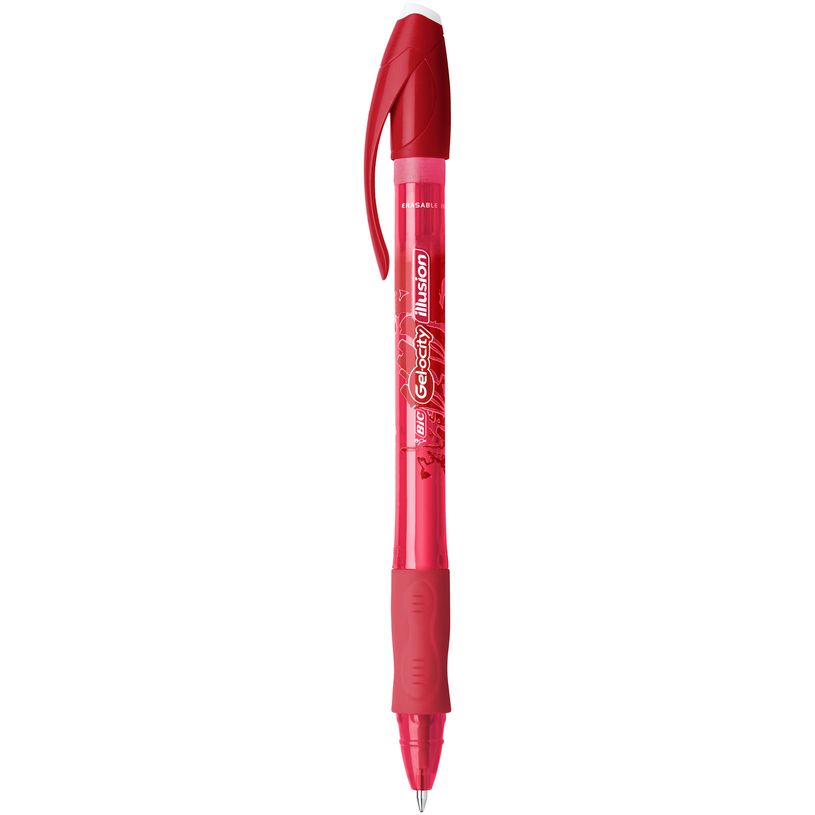 Stylo gel BIC Gel-ocity Illusion Rouge - Pointe 0,7 mm Effaçable pour Écriture Fluide