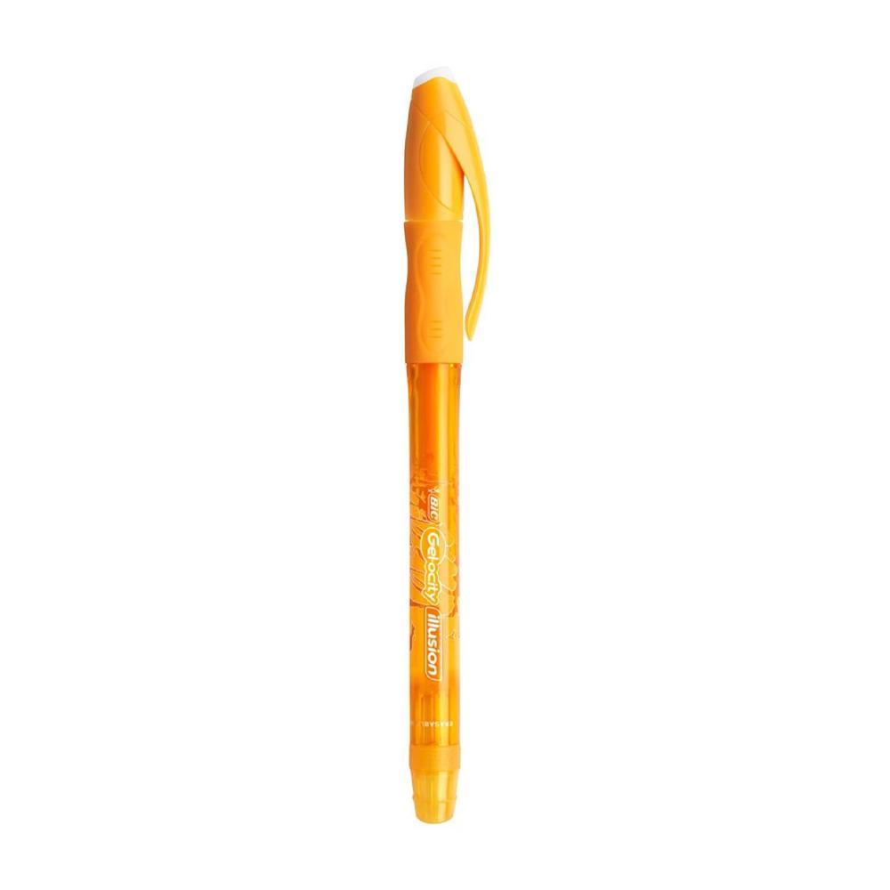 Stylo gel effaçable Bic Gelocity Illusion - Pointe 0,7 mm, encre jaune pour écriture précise