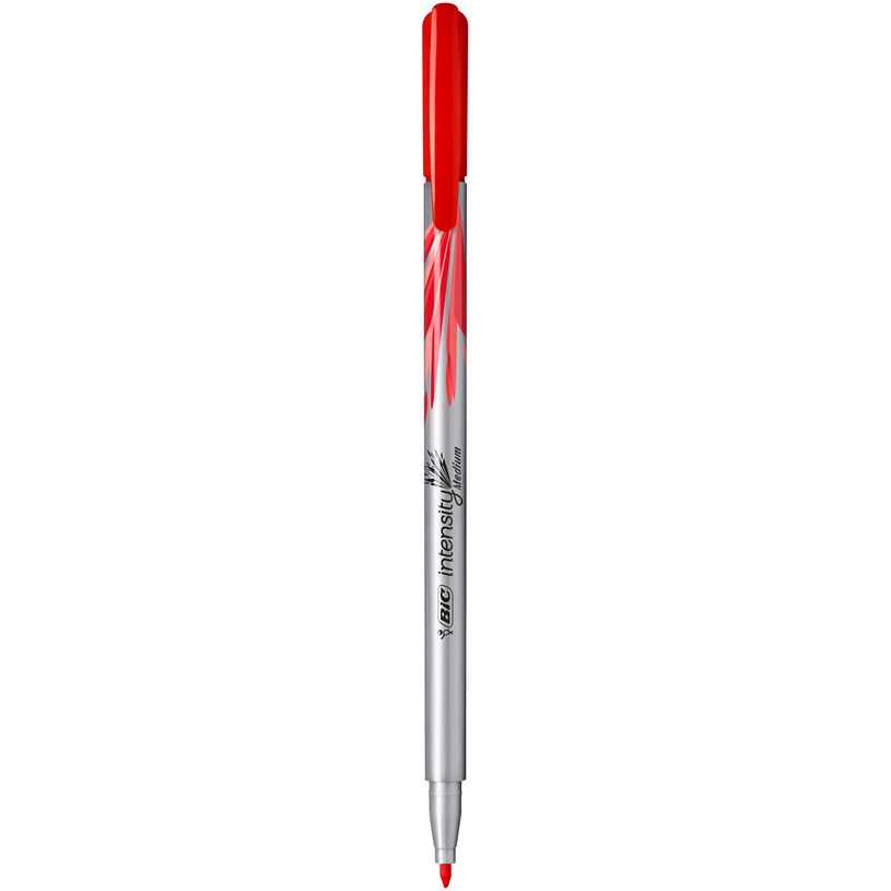 Feutres fin Fineliner BIC Intensity M - Pointe Moyenne Rouge pour Dessin et Écriture Précise