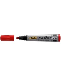 Marqueur permanent Bic Marking 2000 Ecolutions Rouge - Pointe Biseautée Encre Permanente pour Bureau et École