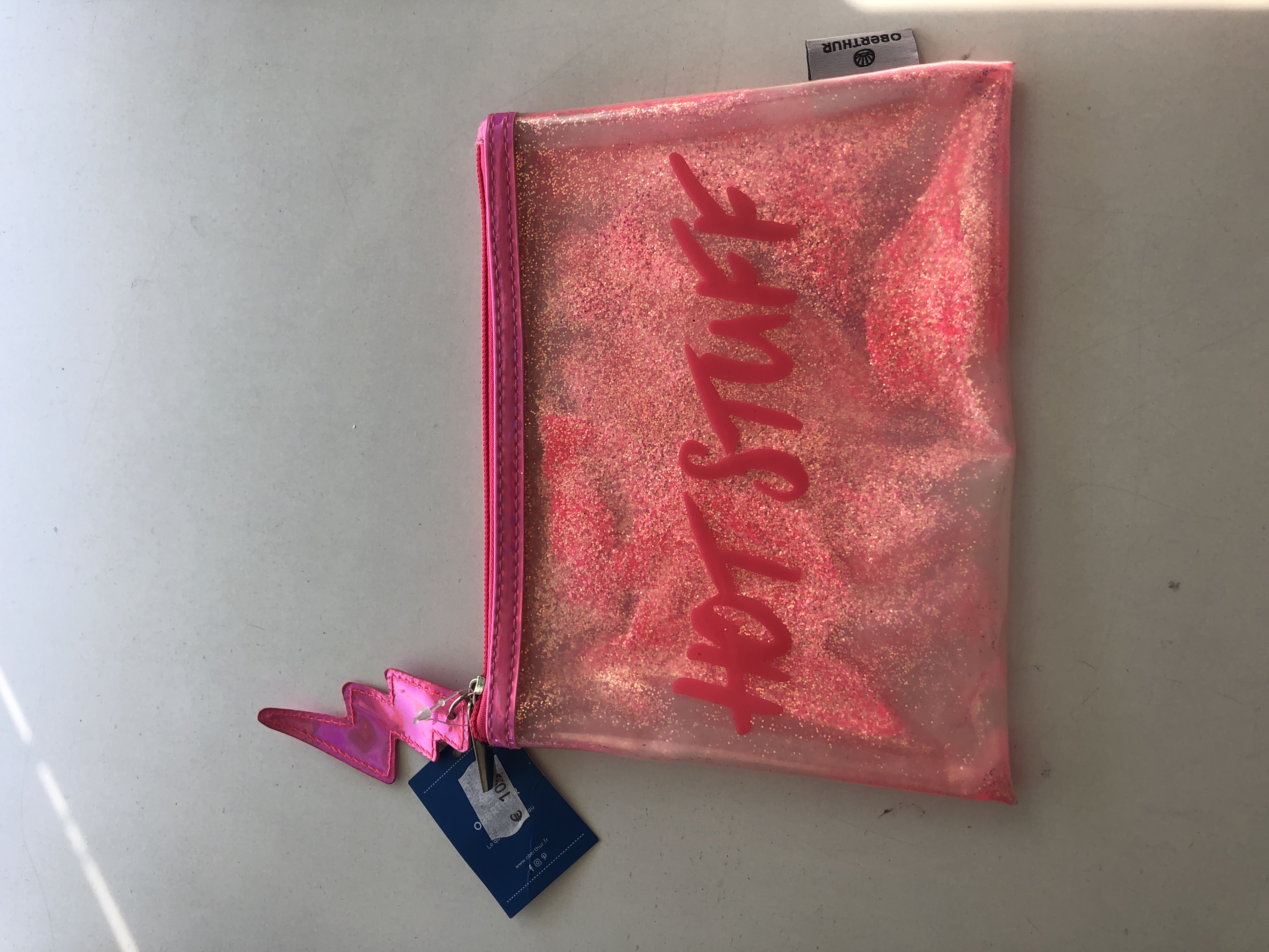 Trousse rose a paillettes 