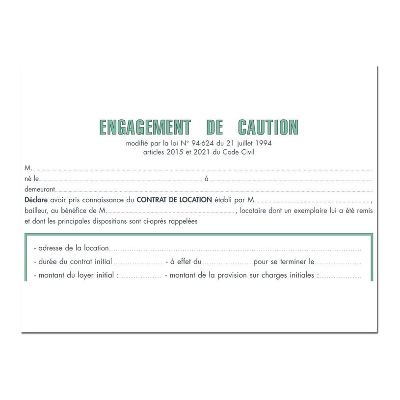 Exacompta 50 Liasses acte de caution - Tous contrats d'habitation