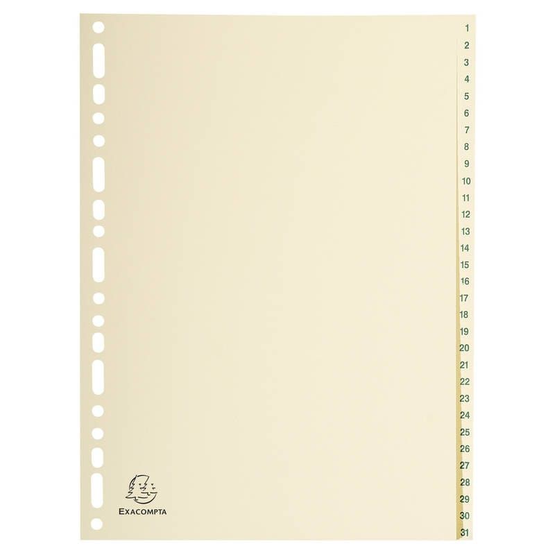 Intercalaire A4 Numérique 1-31 Exacompta - Carte Peau - Organisation Documents Bureau et École