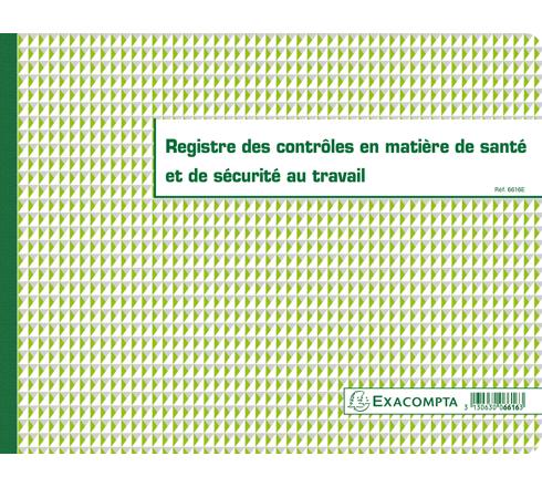 Registre des contrôles de santé et sécurité Exacompta 24x32 cm - 20 pages pour entreprise