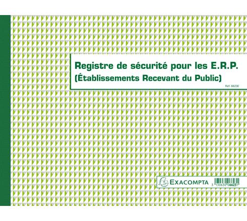 Exacompta Piqûre 24x32cm - Registre de sécurité ERP, 32 pages ÉTABLISSEMENT RECEVANT DU PUBLIC