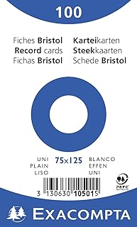 Fiches bristol unies Exacompta 10501E - Paquet de 100, format 75 x 125 mm, compatibles imprimante jet d'encre, laser, photocopieur