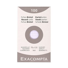 Fiches Bristol Exacompta 75 x 125 mm Quadrillé Blanc Non perforé - Pour prise de notes et organisation