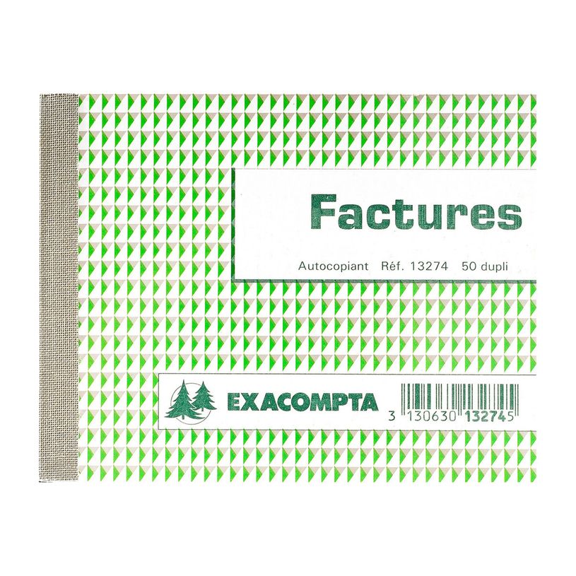 Manifold Exacompta Factures - 10.5x13.5 cm 50 feuillets dupli autocopiants pour facturation