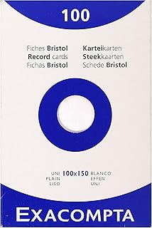 Fiches Bristol Exacompta 13302E - Étui de 100 fiches unies 100x150 mm compatibles imprimante jet d'encre, laser, photocopieur